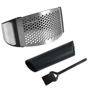 Stainless Steel Garlic Mincer Grinder Twister Hopper Powder Crusher Peeler Manual Garlic Press