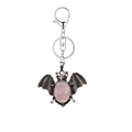 Rose Quartz 13X18mm Cabs Antique Silver Alloy Antique Silver Alloy Bat Pendant Keychain