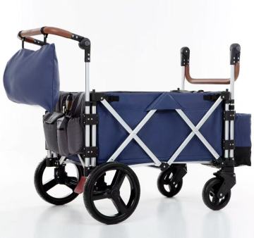 Blue 2 Seater Folding Wagon Stroller with Canopy