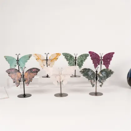 Wholesale Crystal Carving Butterfly Wings Healing Stones for Ornament