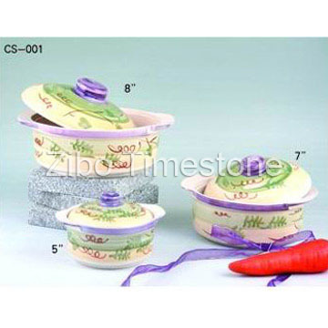 Stoneware 3PC Hand Painted Casserole Set (CS-001)