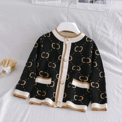 2020 autumn new children sweater high quality designer kids cardigans girls black