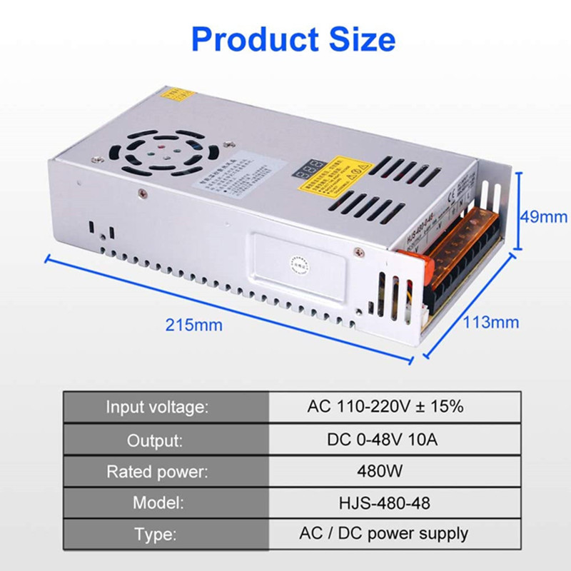 500W/480W Switching Power Supply AC 110/220V to DC 0-24v 0-36v 0-48v Adjustable voltage Digital display SMPS For LED Light Strip