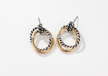 Neoglory Jewelry SENSITIVE Fine Silver Color Plate and Gold Color Plate Two Tone Twisted Double Hoop Post Earring