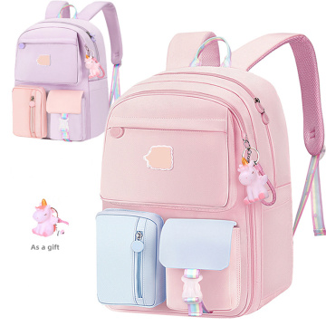 OEM Custom LOGO Nylon Pink Girls Backpack