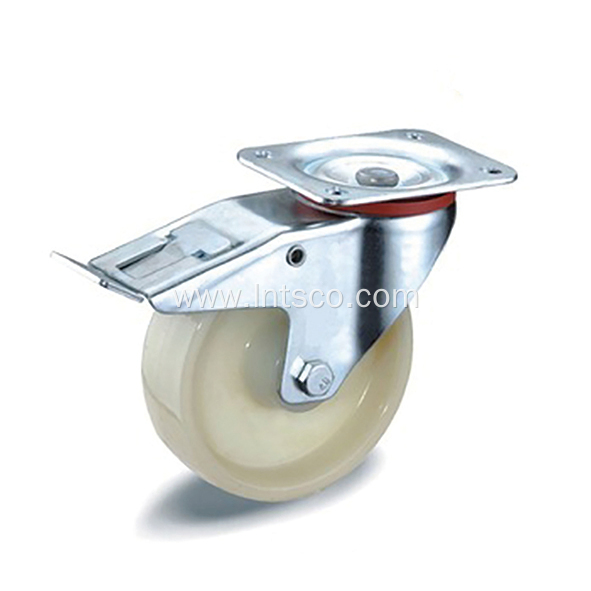 Flat Plate Industrial White PP Brake Casters