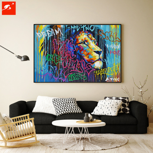 A mano Lion Portrait pittura a olio colorato