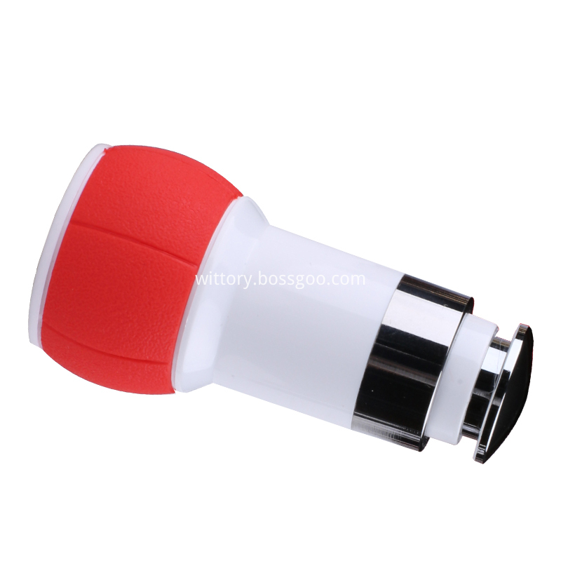 Dual usb car charger with piston lock--red&white