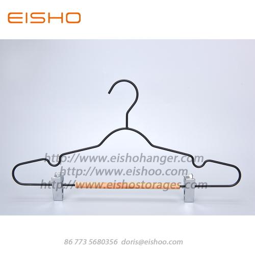 EISHO Black Adult Wood Metal Hanger With Clips