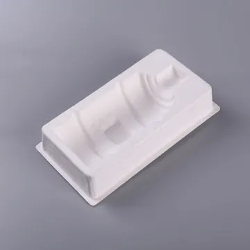 Paper pulp biodegradable tray insert for wine bottles