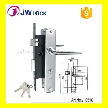 New Design Iron Plate 3510 door handle lock with 3 iron keys