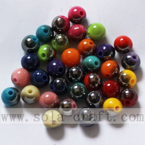 Beautiful solid round smooth acrylic bead with two colors