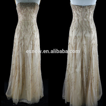 2016 Wholesale High Class Graceful Beaded Backless Maxi Evening Dress for Lady