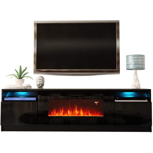 FURNITURE & RUGS York 02 Electric Fireplace Modern 79" TV Stand