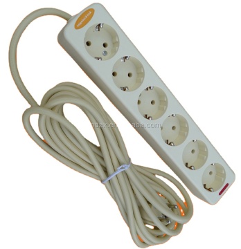 Europe Style 6 Gang Extension Power Socket with Earth and Switch