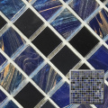 Gold line Glazed Blue black Minimalist mosaic tiles