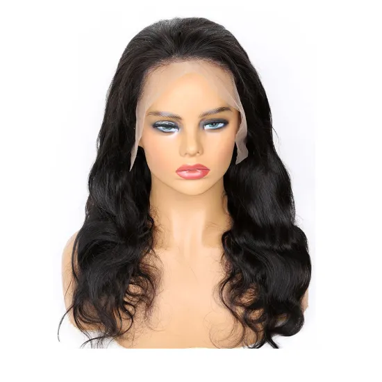 Vendor Wholesale Unprocessed Cambodian Human Hair Swiss Lace Front Wigs Pre Plucked Natural Hairline Body Wave Frontal Lace Wigs