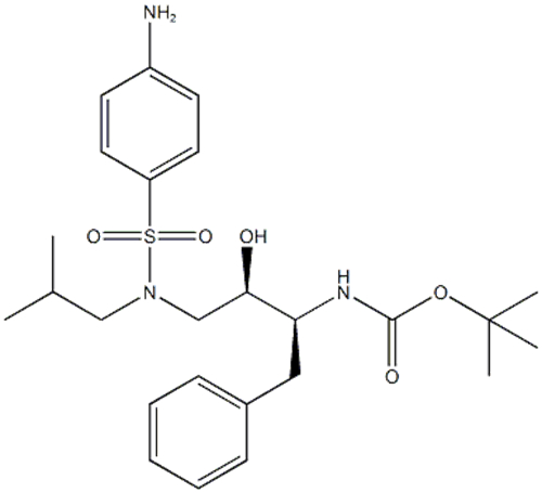Name: Carbamic acid, N-[(1S,2R)-3-[[(4-aminophenyl)sulfonyl](2-methylpropyl)amino]-2-hydroxy-1-(phenylmethyl)propyl]-,1,1-dimethylethyl ester CAS 183004-94-6