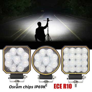 27W 48W LED Work Lamp with Overheat Protection 16 LED Flood Light for Excavators and Tractors