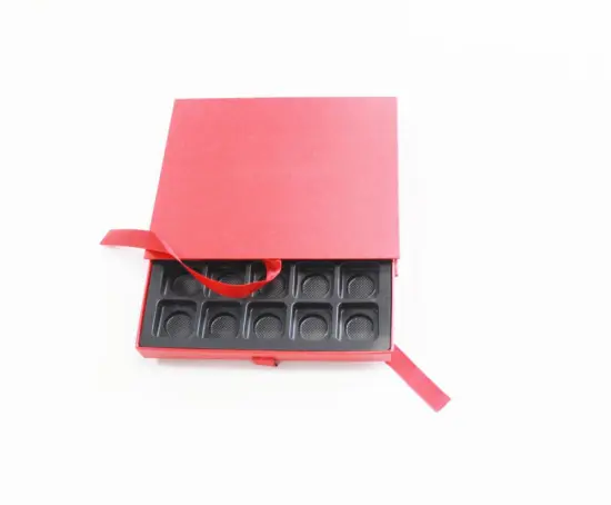 Red Matt Sliding Cardboard Box With Tray