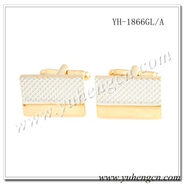 YH-1866GL/A Classic Mens 2 Tone Plating Plain Metal Cufflinks,Clothing Accessories