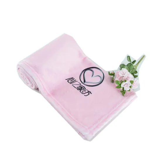 Factory Outlet Pink Promotion Blanket Logo Customized Gift Flannel Blanket For Customer