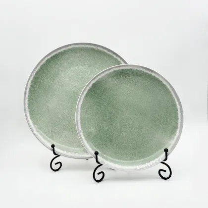 Crackle glazed ceramic dinnerware Green Ceramic Tableware