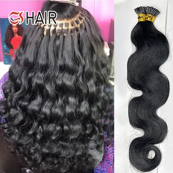 GS Factory 100% Virgin Remy Keratin i Tip Human Hair Extensions