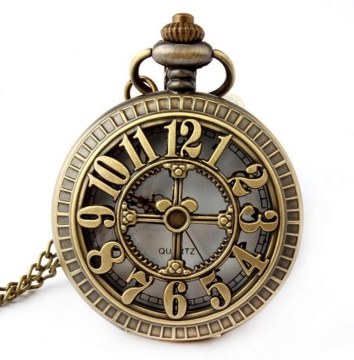31 Inches Round Chain Retro Antique Bronze Pocket Watch