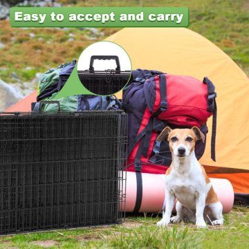 Double-Door Metal Dog Crate Divider Tray Pet Cage