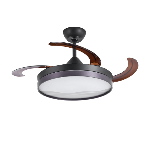 4-Blades Black Ceiling Fan with Purple Lampshade