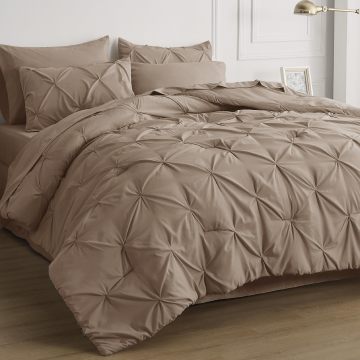 High Quality Lightweight Polyester Pintuck Quilt Duvet Set - Solid Color All Season Bedding