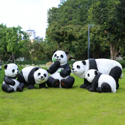 Garden decoration resin animal sculpture fiberglass panda statue