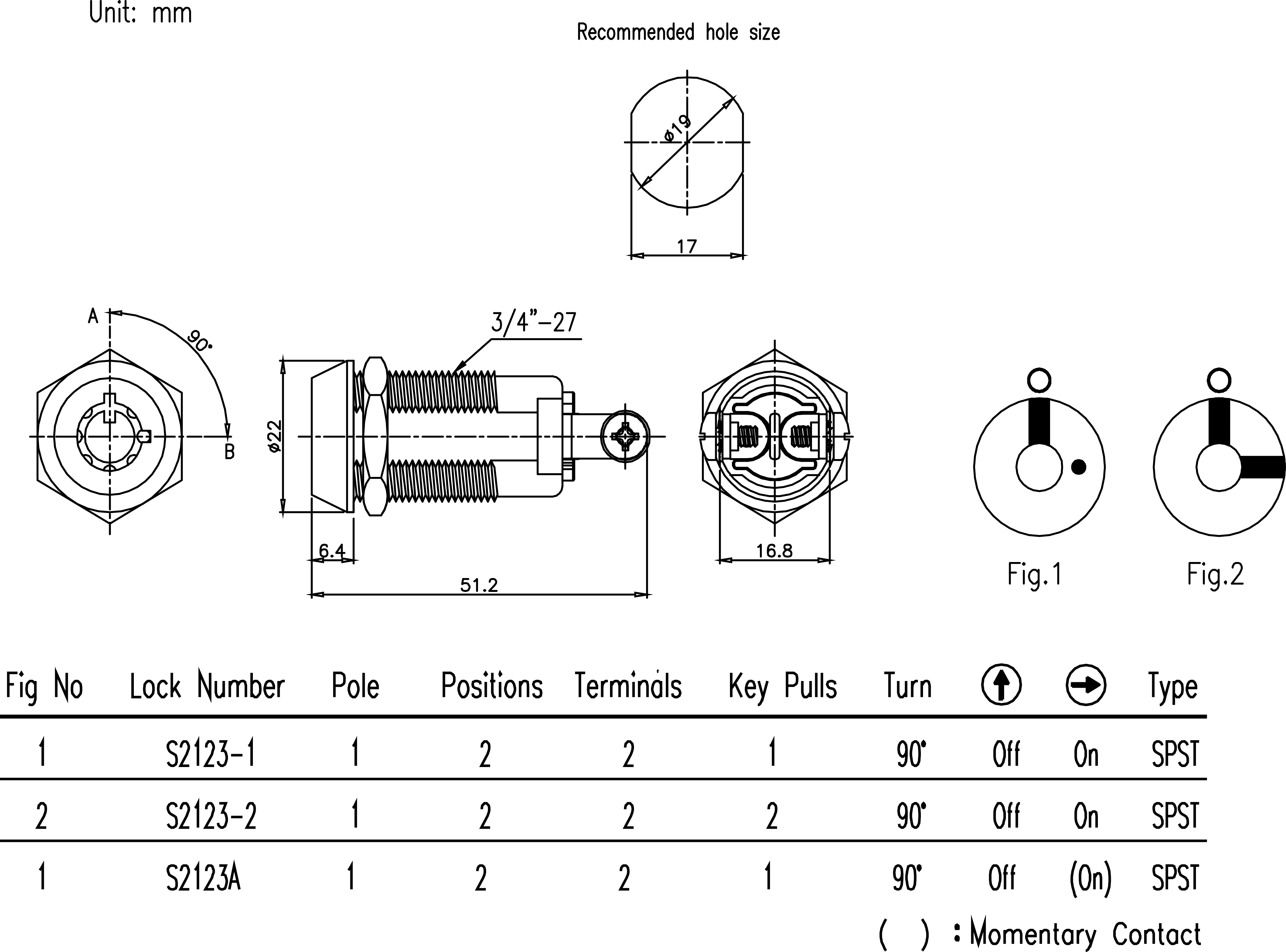 2 Position Key Switch