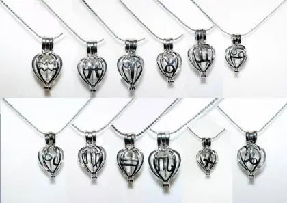 Love Pearl Heart Zodiac Pendant Cage