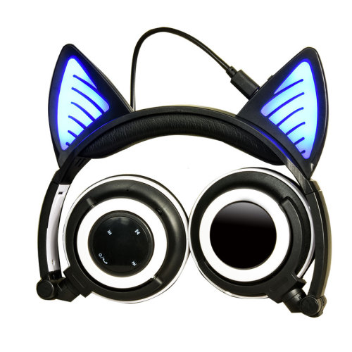 Menyala Headphone Nirkabel Telinga Kucing Dapat Dilipat