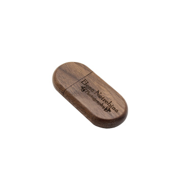 Ronde USB-flashdrive van hout met doos