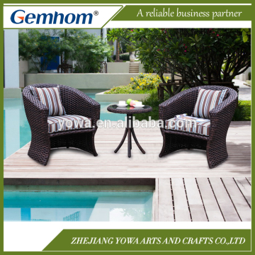 Gemhom Rattan Tea Set for Two with Flat Arm Chairs in Brown