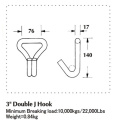 Gancho duplo resistente de 4 polegadas J com capacidade 22000LBS