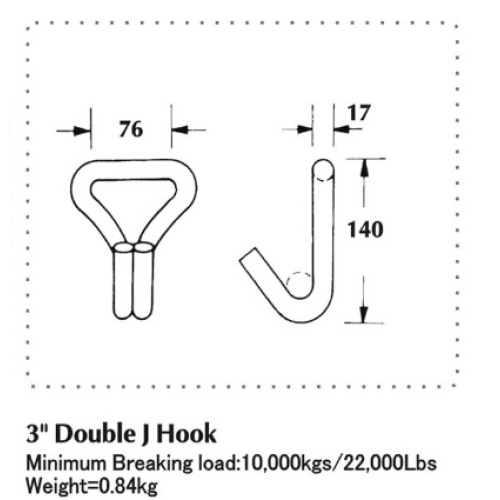 4 Inch Heavy Duty Double J Hook with 22000LBS Capacity