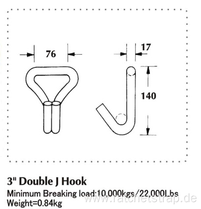 4 Inch Heavy Duty Double J Hook with 22000LBS Capacity