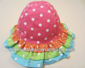 Children beautiful bucket hat/summer hat with three layer brims