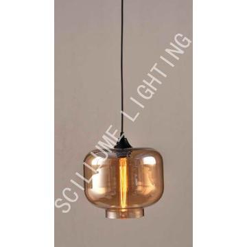 1-light amber glass cloche filament pendant chandeliers #2073