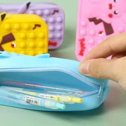 Hot Sale Cartoon Silicone Pencil Bag for Kids - Fingertip Push Bubble Decompression Design