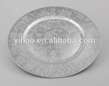 Plastic Silver Plating Round Serving Tray for Promotion