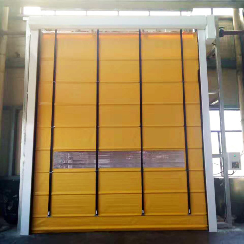 Automatic folding up stacking high speed door