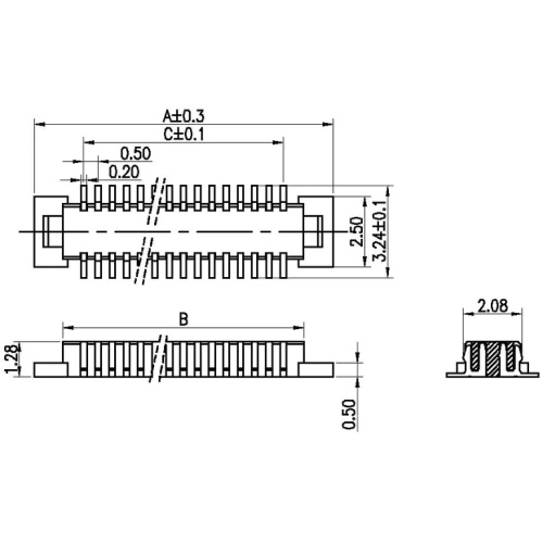 1,5-2.5 Single-Slot-männliche H1.28-Board-to-Board-Stecker