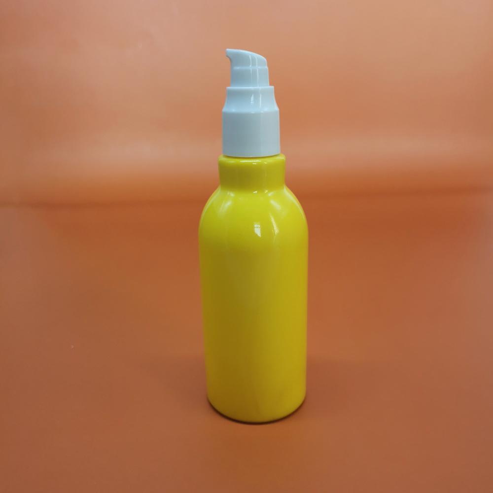 Yellow Lotion Glass Bottle