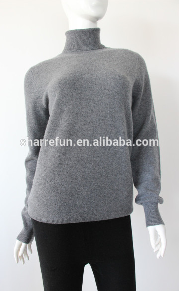 12gg plain knit women roll neck cashmere sweaters