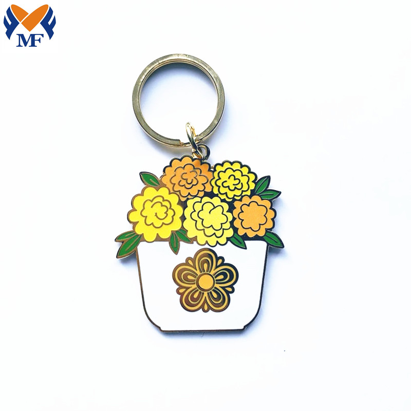 Floral Enamel Keychain